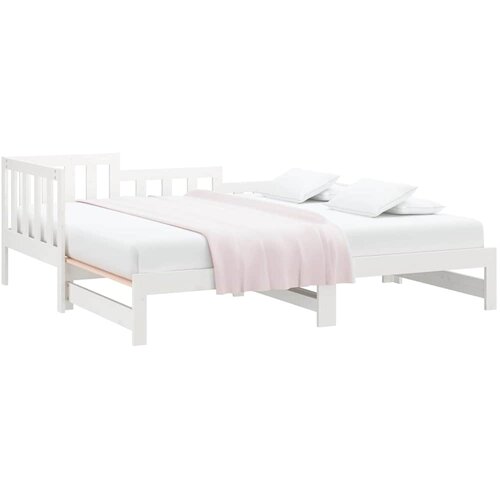  Dnevni ležaj na izvlačenje bijeli 2x(90x190)cm masivna borovina Slike