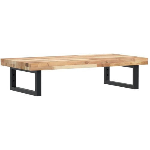  Zidna polica za umivaonik od čelika i masivnog bagremovog drva Smeđa 100 x 40 x 4 cm Slike