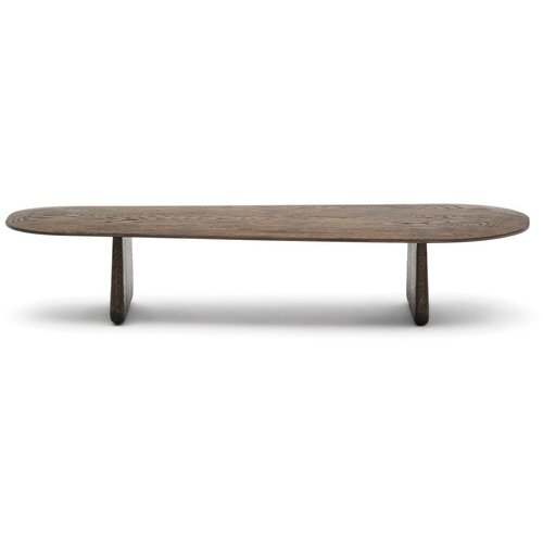 Kave Home Temno rjava klubska mizica iz masivnega hrasta 64x146 cm Pirita – Cene