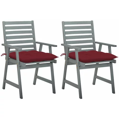  Zunanji jedilni stoli z blazinami 2 kosa trden akacijev les, (20964900)