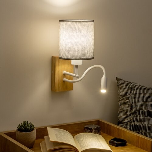  Brilagi - LED zidna lampa NUBILA WOOD 1xE27/25W/230V + LED/3W hrast/siva Slike