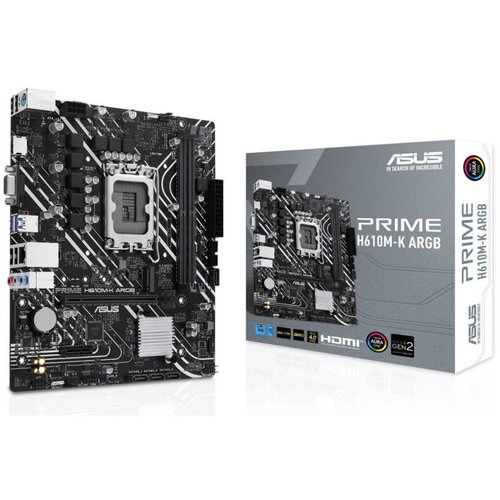 Asus MB PRIME H610M-K ARGBLGA1700, 2xDDR5, 1x M.2, 6xUSB1x VGA, 1x HDMI, mATX Slike