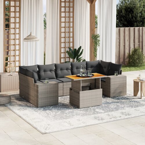 VidaXL 8-dijelni set vrtnih sofa od poliratana s jastucima sivi Slike