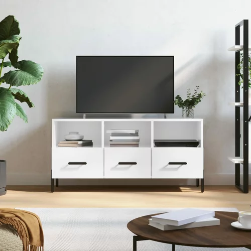 vidaXL TV omarica visok sijaj bela 102x36x50 cm inženirski les