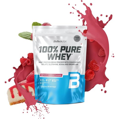 Biotechusa 100% pure whey – premium izolat surutke sa 24g proteina po obroku - malina čizkejk 454g Cene