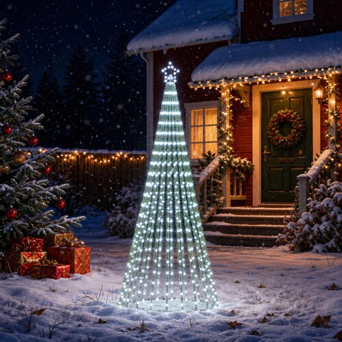  LED božićno drvce 1028 LED lampica Vi&amp;scaron;ebojno Čelik Crna Slike
