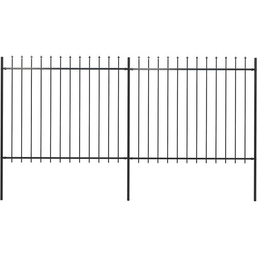  Vrtna ograda s vrhom koplja Čelik 337x150 cm Crna Slike