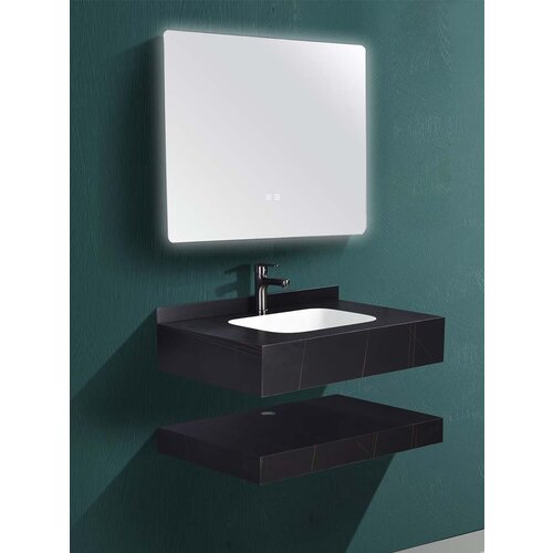 Sandonna Kupatilski set 80x50cm 1009 - Umivaonik crno/zlatni sa policom i led ogledalom Cene
