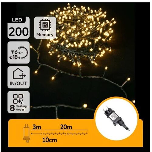 Aigostar led spolja&scaron;nja božićna girlanda 200xLED/6W/230V 20m IP44 topla bela Cene