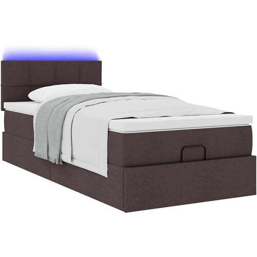 VidaXL Otomanski krevet s madracem tamnosmeđi 100x200 cm tkanine Slike