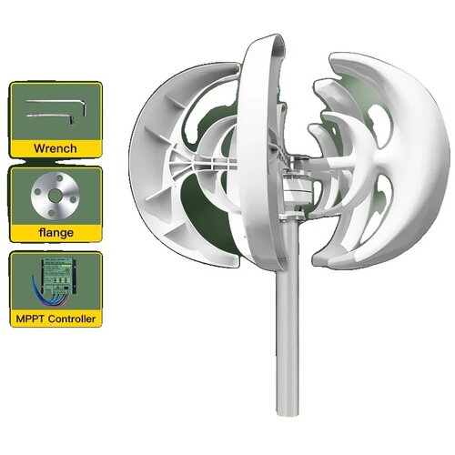 SMARAAD Vertikalna naprava za energijo vetra, nazivna moč 1000W, dvojna napetostna konfiguracija, brezplačen Mppt krmilnik, 1000W, 12V, (5000163978) Slike