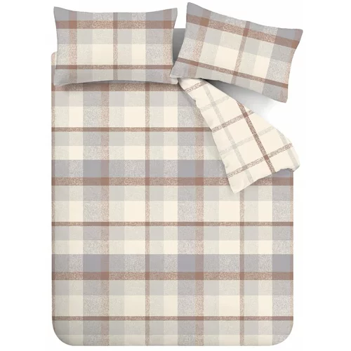 Catherine Lansfield Sivo-krem flanelska posteljina za bračni krevet 200x200 cm –
