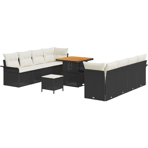  Sjedeća garnitura za vrt 11 kom. Crna poliratan 242.5 x 62 x 85 cm Slike