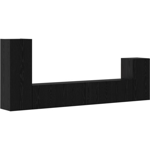 VidaXL TV Kabinet za Zid s policom s pohranom s vratima 4 pcs Crni hrast Konstruirano drvo Slike