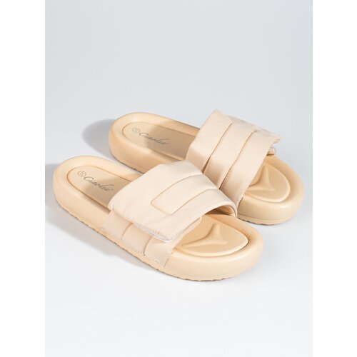 SHELOVET Beige women's velcro slippers Cene