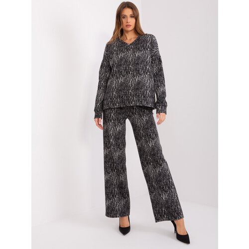 Fashion Hunters Grey and black women's cotton casual set Slike