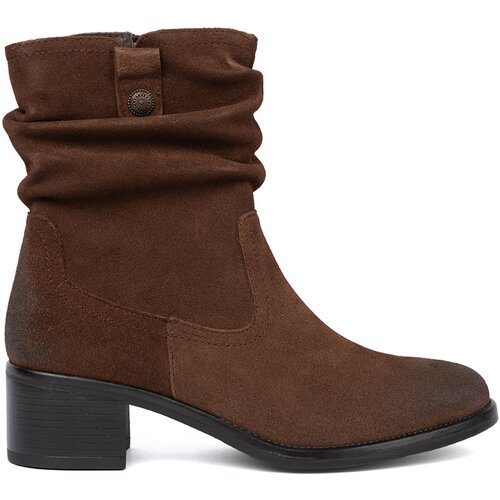Sergio Leone Brown leather ankle boots with crinkled upper by Slike