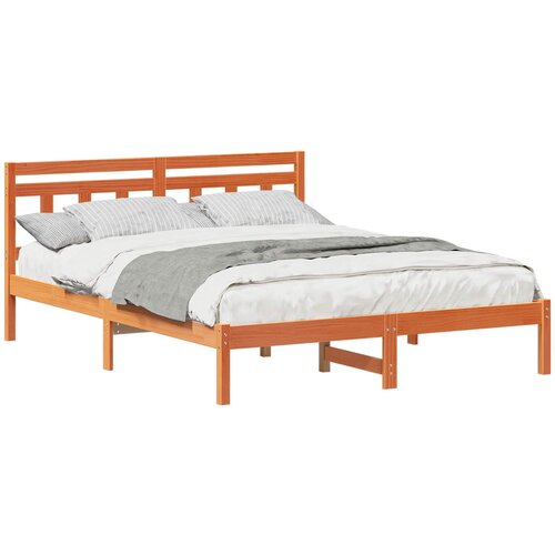 vidaXL Konstrukcija postelje Rjava 140 x 200 cm Masivno borovo les, (5000124037) Cene
