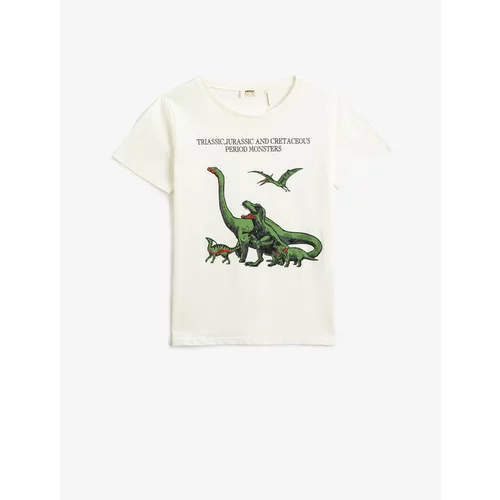 Koton Dinosaur Printed Short Sleeve T-Shirt Round Neck