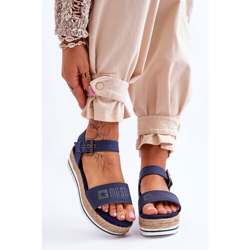 Big Star Women's Comfortable Sandals on Platform LL274869 navy blue Slike