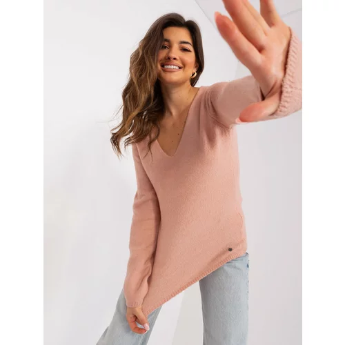 Fashion Hunters Light pink classic neckline sweater