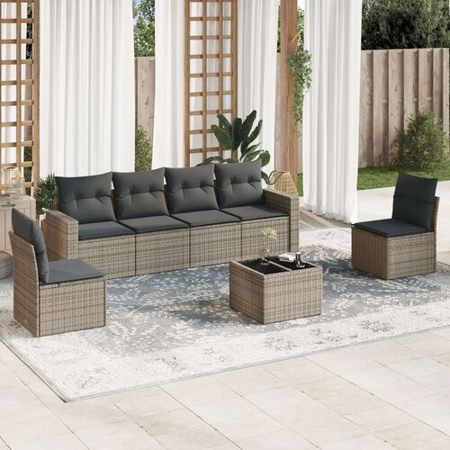 VidaXL 7-dijelni set vrtnih sofa sivi od poliratana Slike
