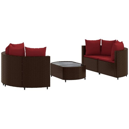 vidaXL 5-dijelni set vrtnih sofa s jastucima poliratan smeđi Cene