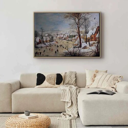  Slika - Pieter Bruegel the Elder &amp;ndash; Winter Landscape with Birdtrap 60x40 U prirodnom drvenom okviru Slike