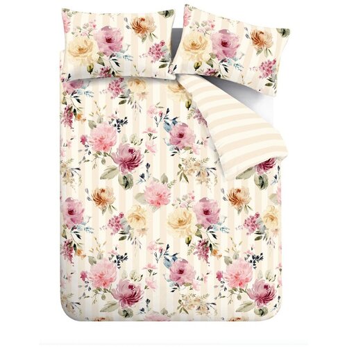 Catherine Lansfield Krem posteljina za bračni krevet 200x200 cm Floral Stripe &ndash; Cijene