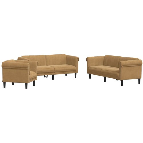 vidaXL 3-dijelni set sofa smeđi baršunasti Cene