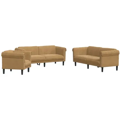 vidaXL 3-dijelni set sofa smeđi baršunasti