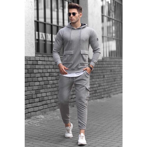 Madmext Gray Pocket Detailed Men&amp;#039;s Tracksuit Set 4726 Slike
