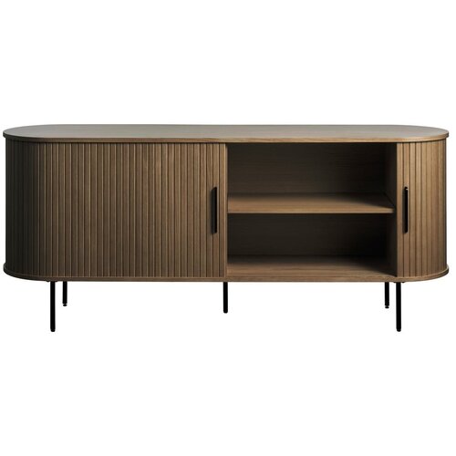 Unique Furniture Rjava komoda v hrastovem dekorju z drsnimi vrati 180x76x45 cm Nola &amp;ndash; Slike