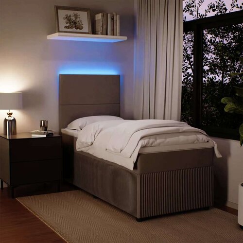 vidaXL Box spring postelja z vzmetnico svetlo siva 90x200 cm žamet Cene