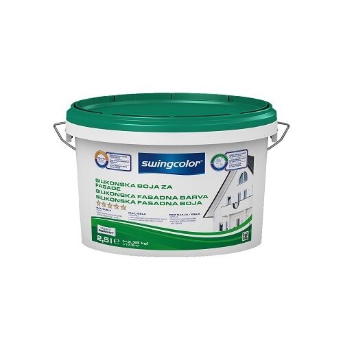 SWINGCOLOR silikonska boja za fasadu (bijele boje, mat, 2,5 l, 17,5 m&amp;sup2;) Slike