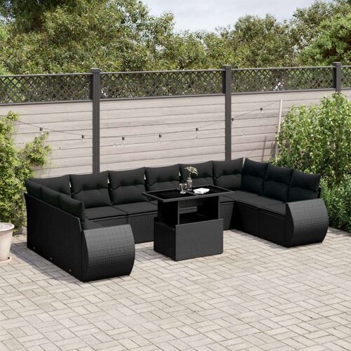  11-dijelni set vrtnih sofa od poliratana s jastucima crni Cijene