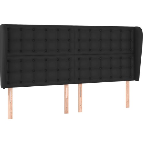 VidaXL Vzglavje z u&amp;scaron;esi črno 183x23x118/128 cm umetno usnje, (20793481) Slike