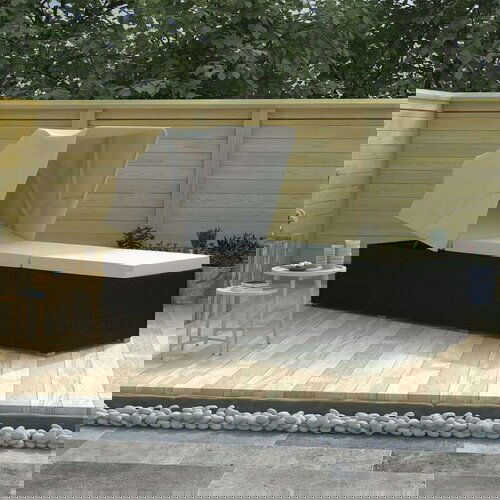 In Ležalnik s streho in blazino poli ratan kremno bel Cene