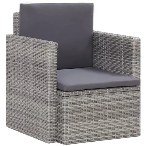  stolica od poliratana s jastucima siva
