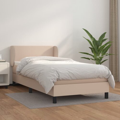 VidaXL Box spring postelja z vzmetnico kapučino 90x200 cm umetno usnje Slike