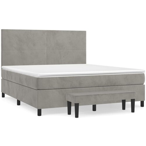 Maison Chic Box spring postelja - Vzmetna postelja z vzmetnico svetlo siva 160x200 cm žamet SL14296, (21901846) Cene