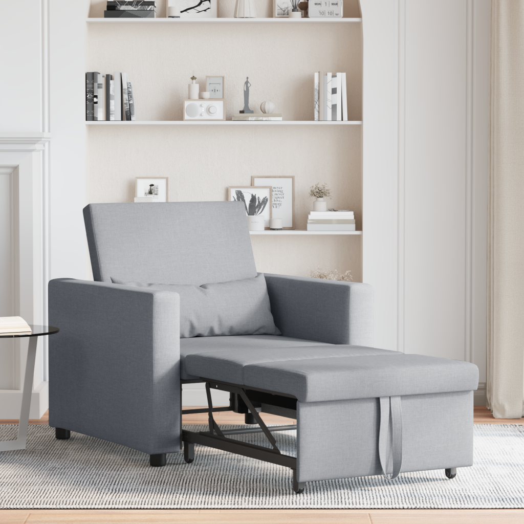 VidaXL 3-u-1 Single Sofa Bed Convertible Svjetlosiva tkanina Slike