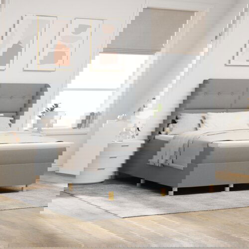 Box Spring Krevet s Madracem Svijetlosiva 140x190 cm Tkanina Cijene
