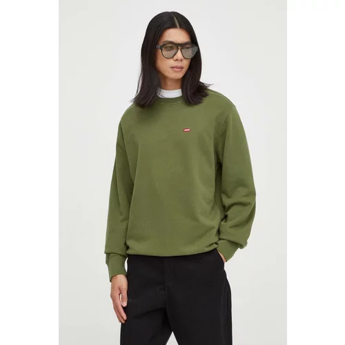 Levi's Bombažen pulover moška, zelena barva