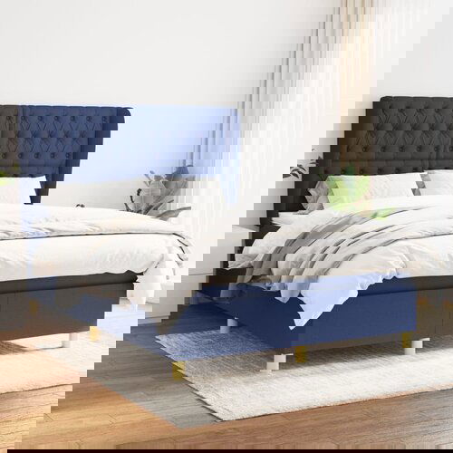  The Living Store Box spring postelja z vzmetnico modra 140x200 cm blago - Box Spring Postelja, (21445706) Slike