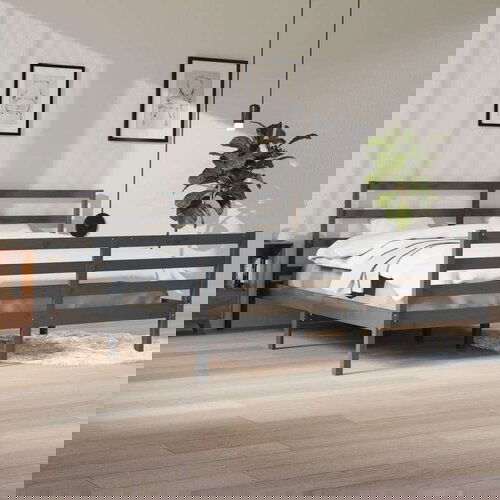  Posteljni okvir siv iz trdne borovine 200x200 cm, (20645873) Slike