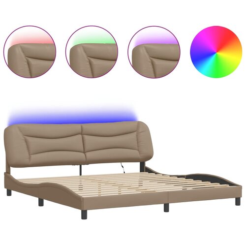vidaXL Okvir kreveta s LED-om bez madraca Hvar boja cappuccina 200 x 200 cm - Boja cappuccina 200 x 200 cm Boja cappuccina 200 x 200 cm Cene