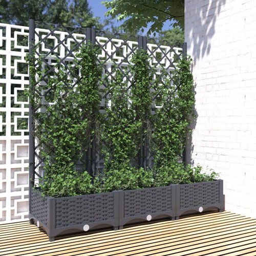 vidaXL Cvetlično korito z oporno mrežo temno sivo 120x40x121,5 cm PP Cene
