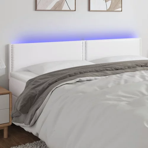 vidaXL LED posteljno vzglavje belo 160x5x78/88 cm umetno usnje