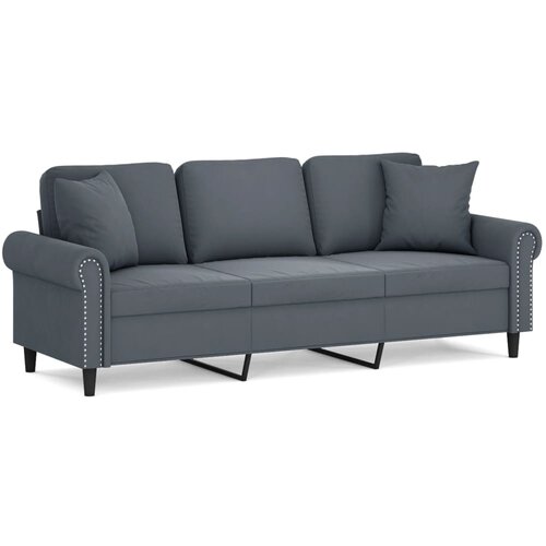 Maison Chic kavč - Sofa - Kanape trosed z okrasnimi blazinami temno siv 180 cm žamet, (21727692) Cene